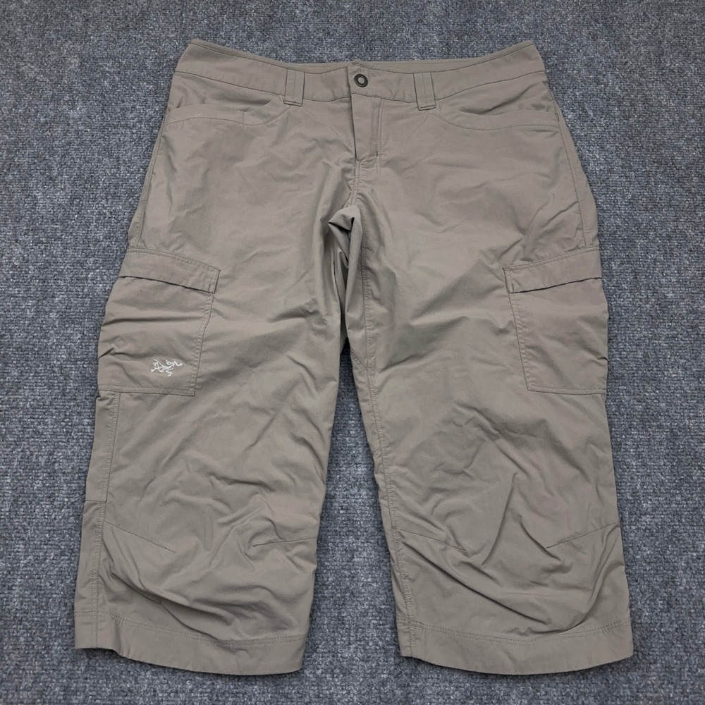 Arc'teryx Parapet Capri Womens 10 Brown Cargo Hiking Stretch Technical Pants 18"